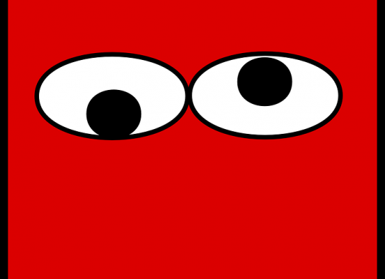 ojos sobre fondo rojo